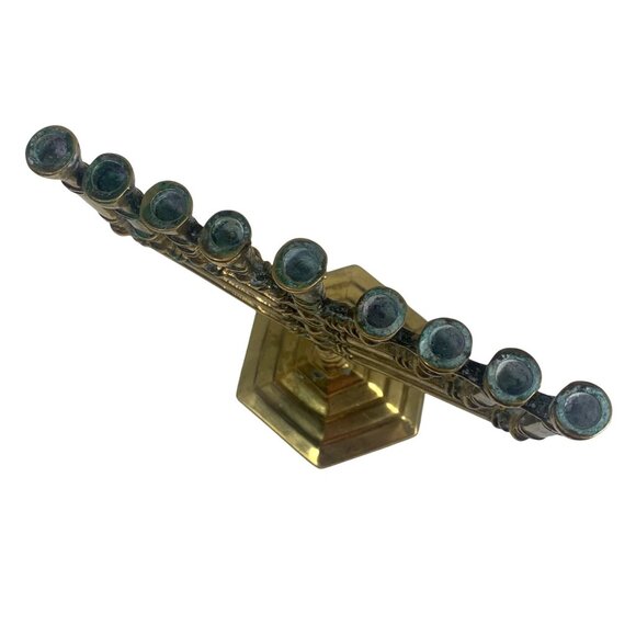 Vintage Meir Cohen Ltd Giftware Brass Menorah Candle Holder 9 Branch - Picture 5 of 8